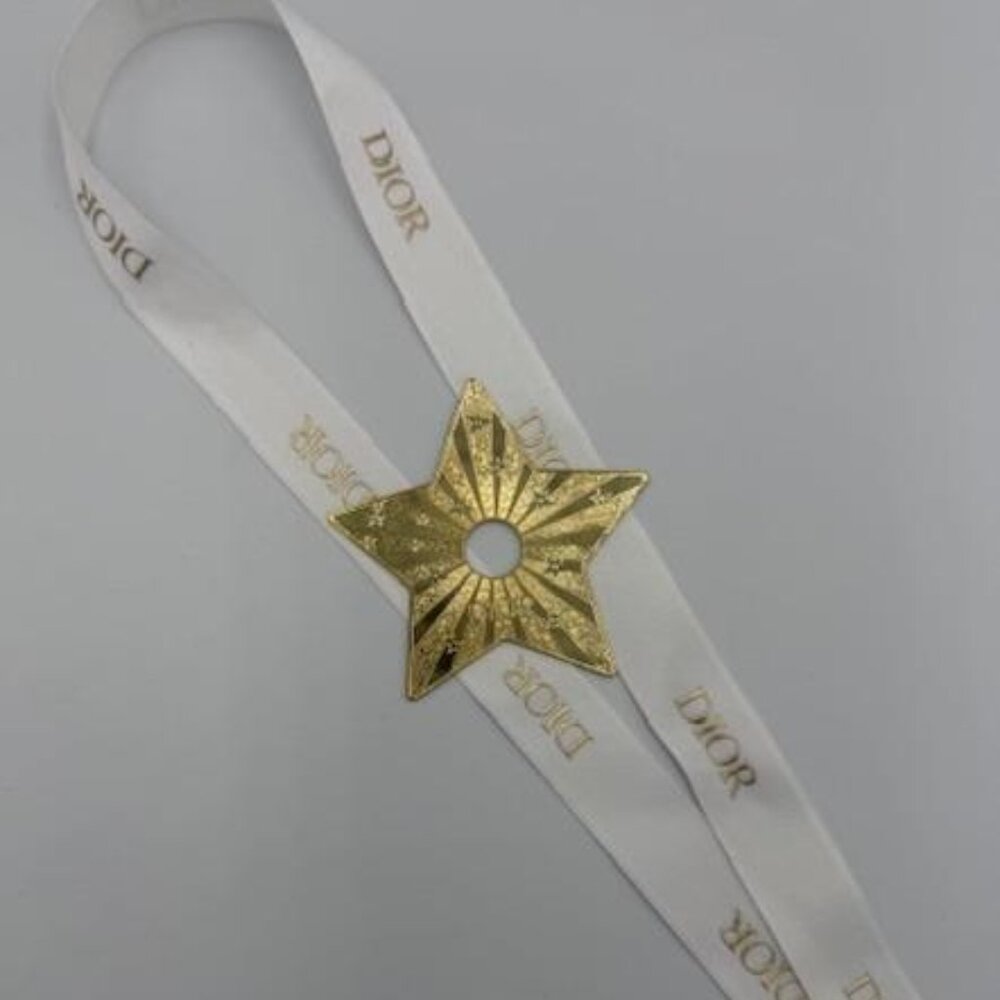 Authentic Dior Gold Star Charm w/White Dior Ribbon